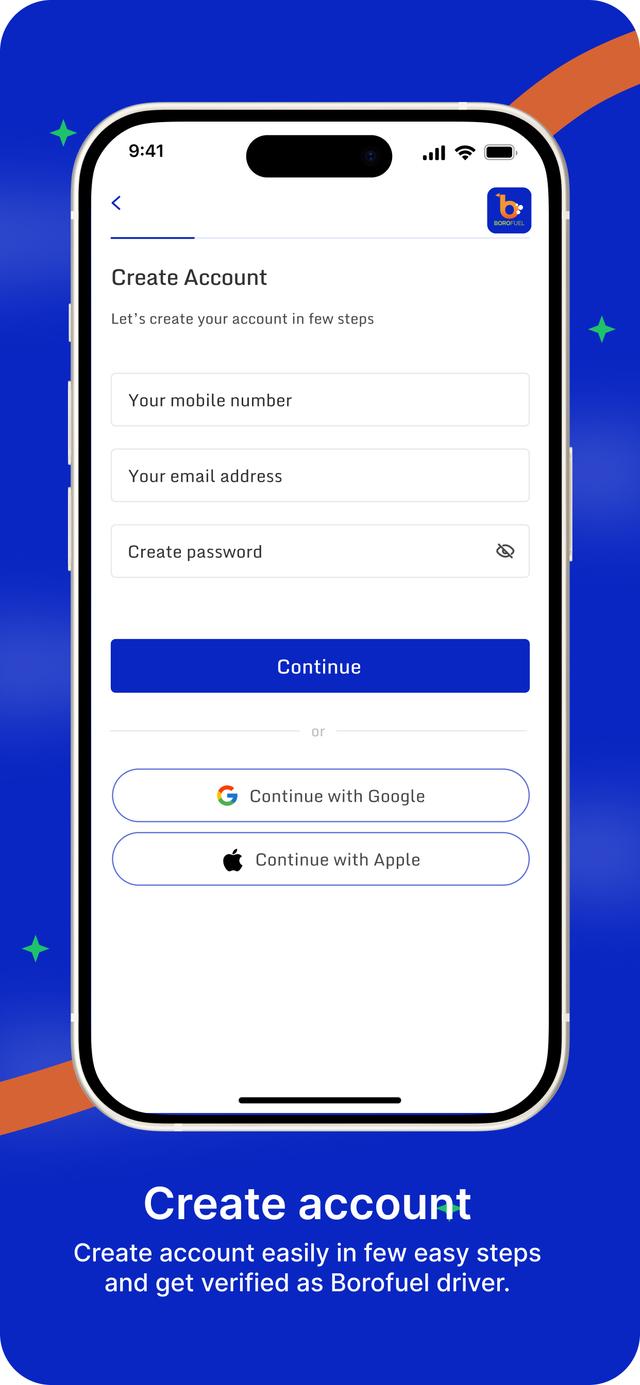 Create Account - Borofuel App